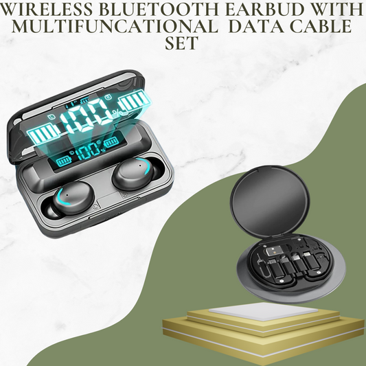 Wireless Bluetooth Earbuds With Multifunctional Data Cable Set